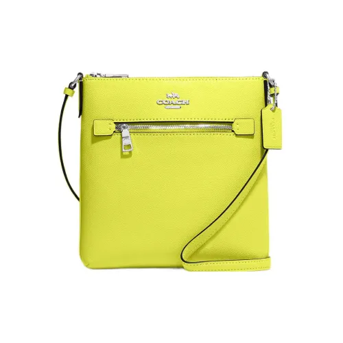 COACH File Крестообразная текстура Кожа Курьерская сумка Сумка через плечо Мини Женские Лимон