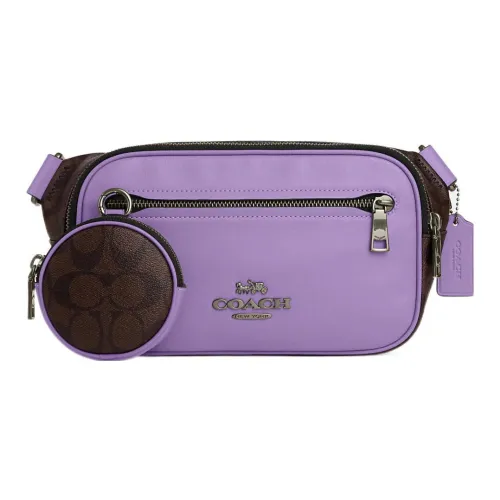 COACH Elias Холст и кожа Сумка через плечо Слинг-сумка Сумка на пояс Мужская Фиолетовая