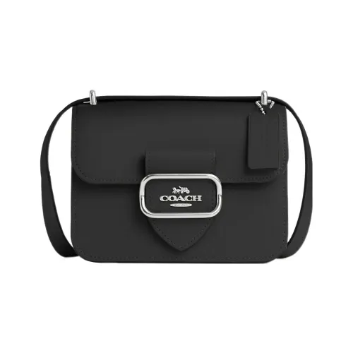 COACH Телячья кожа Квадратная сумка Сумка через плечо Маленькая Женская Черная