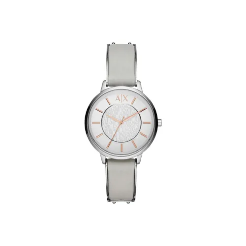 ARMANI EXCHANGEAE Наручные часы Кварцевый механизм Кожаный ремешок Серебристый циферблат Женские часы