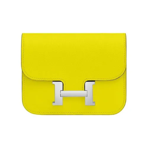 HERMES Constance Slim Кожа Evercolor Бананка Клатч Кошелек Женские 9R Лайм Лимон
