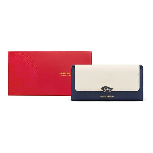 CNOLES Коровья кожа с синтетической микрофиброй кошелек для монет кошелек кошелек стандартный женский экрю и синий