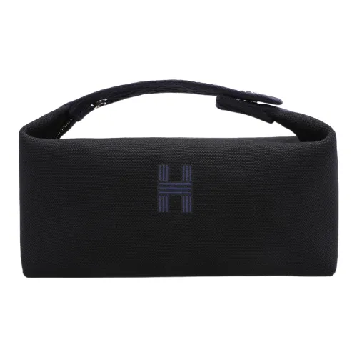 HERMES Невеста a Brac Холст Сумка-ланчбокс Холст Сумка Сумка для хранения X Туалетная сумка Маленькая Унисекс Черная Полночь Синий
