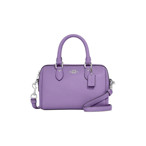 COACH Rowan Кожа Бостон Сумка через плечо Сумка Мини Женский Фиолетовый