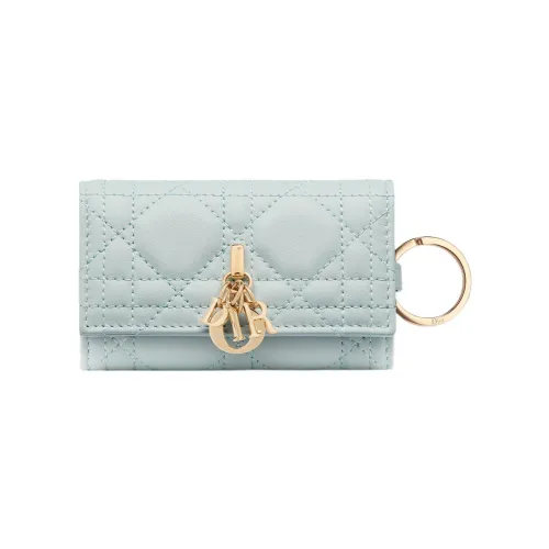 DIOR Lady Dior Lambskin Key Pouch Women's Light Blue