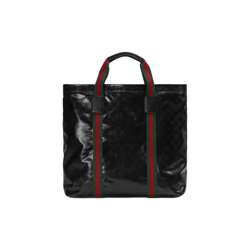 GUCCI Кристалл Холщовая кожа Обметка Холщовая ткань Сумка Сумка-тоут Сумка для покупок Сумка среднего размера Мужская Черная