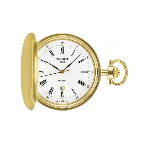 TISSOT Quartz Механизм Латунь Часы Карманные 48,5 мм Унисекс Золото T83,4.553,13