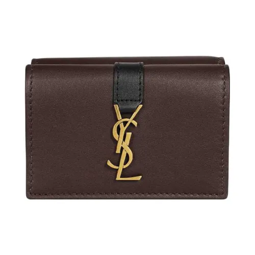 SAINT LAURENT Кошелек из коровьей кожи женский коричневый