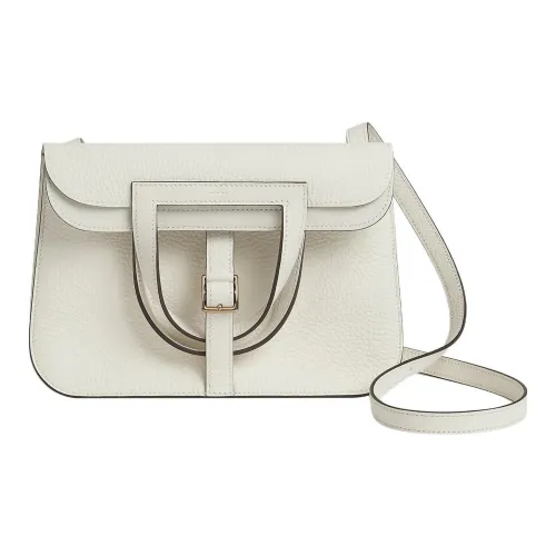 HERMES Halzan TC Bullock Кожа Horseshoe Сумка Портативная Сумка через плечо Сумка на плечо Женская Ледниково-белая