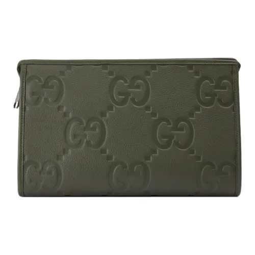 GUCCI Jumbo GG Кожаный клатч стандартный мужской темно-зеленый