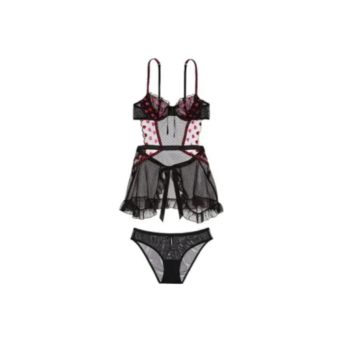 Victoria's Secret Комплект нижнего белья Женское Черное Сердце Вышивка