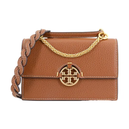 TORY BURCH Miller Кожа с Замша Аккордеонная Сумка Сумка Сумка через плечо Сумка через плечо Мини Женская Коричневая