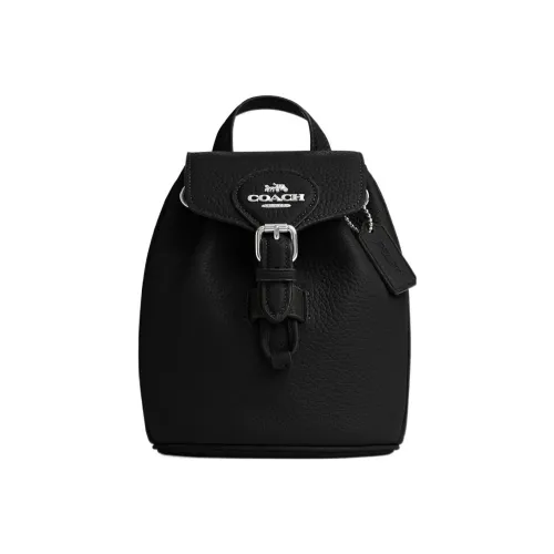 COACH Amelia Stone Leather Backpack Small Women's Black
