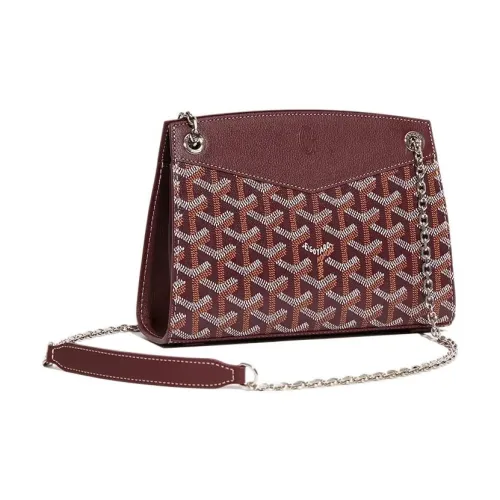 GOYARD Rouette Холст и Кожаная Сумка-тоут с цепочкой Сумка через плечо Женская Бордовый