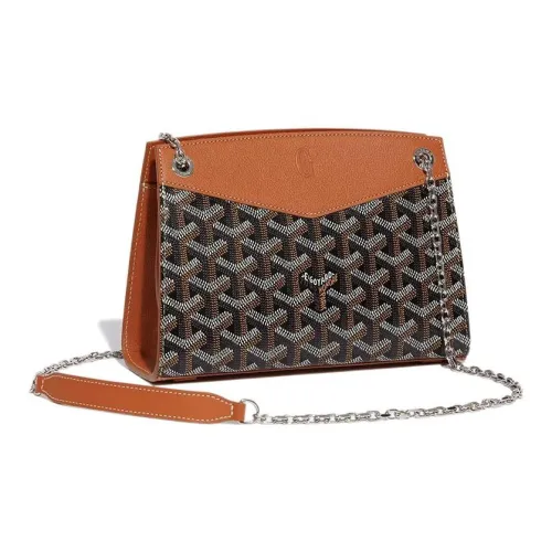 GOYARD Rouette Холст и Кожаная Сумка-тоут с цепочкой Сумка через плечо Женская Коричневая