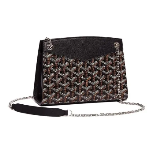GOYARD Rouette Холст и Кожаная Сумка-тоут с цепочкой Сумка через плечо Женская Черная