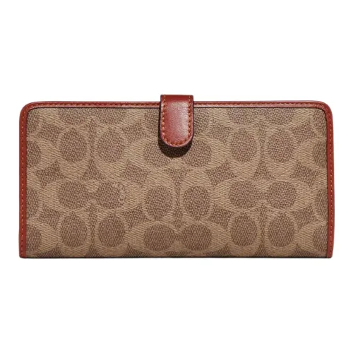 COACH Skinny Wallet из ПВХ с коровьей кожей клатч держатель для карт кошелек кошелек женский коричневый