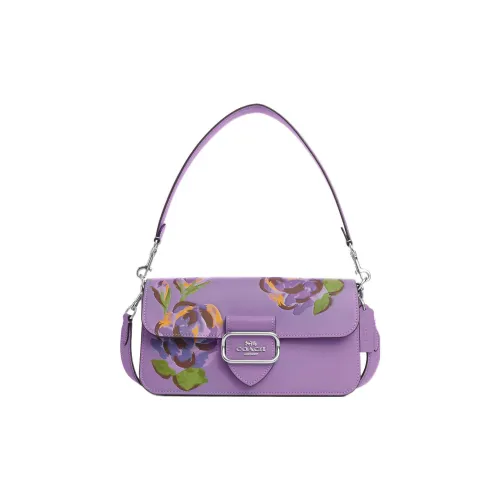 COACH Morgan Кожа Сумка-багет Сумка через плечо Женская Фиолетовая