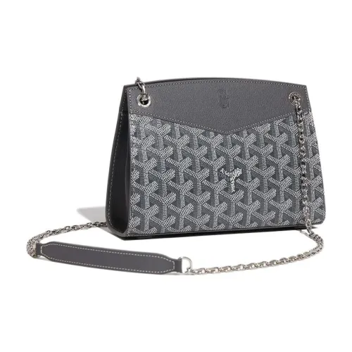 GOYARD Rouette Холст и Кожаная Сумка-тоут с цепочкой Сумка через плечо Женская Серый