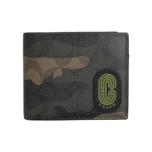 COACH PVC с кожаными вставками держатель для карт кошелек для монет кошелек обычный мужской камуфляж