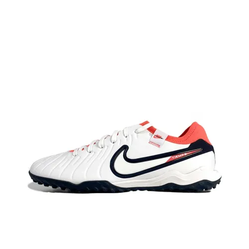 Nike Tiempo Legend 10 TF Шипы Устойчивые к абразиву Футбольные бутсы Унисекс Белый Красный