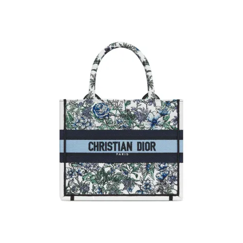 DIOR BookTote Вышивка Тоут Сумка Сумка для покупок Сумка Маленькая Женская Белая Многоцветная