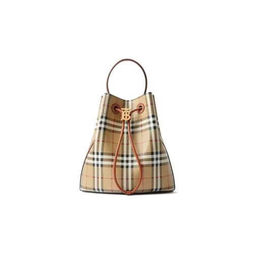 Burberry Полиуретан Ведрообразная Сумка Сумка через плечо Маленькая Женская Архив Бежевый Бриарвуд Коричневый
