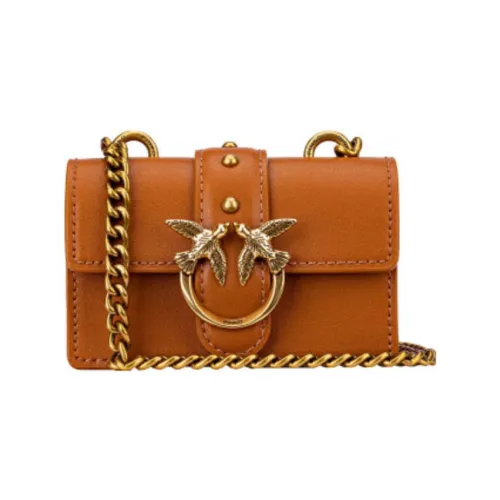 PINKO Кожа Swallow Сумка Сумка через плечо Мини Женская Винтажная Золотисто-коричневая