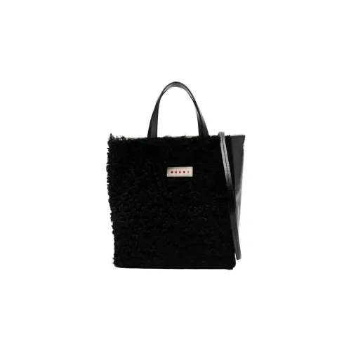 MARNI Шерсть с коровьей кожей сумка-тоут сумка для покупок сумка через плечо женская сумка черный цвет