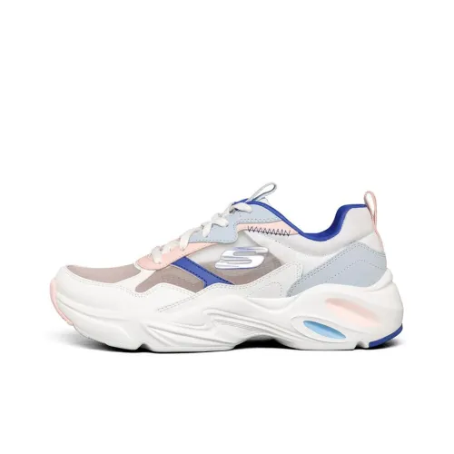 Skechers Stamina Airy Панель Обувь Низкий Топ Толстая Подошва Кроссовки Женские Белые Многоцветные