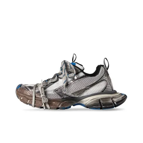 Balenciaga 3XL Низкий Топ Толстая Подошва Кроссовки Мужские Серебристо-Синие Грязные