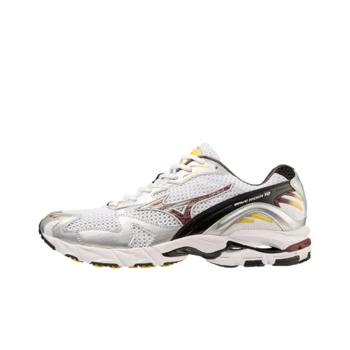 Кроссовки для бега Mizuno Wave Rider 10, низкий топ, белые, красные, черные, унисекс
