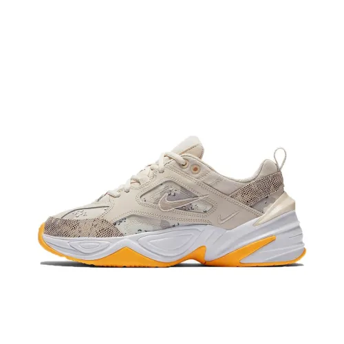Nike M2K Tekno CAMO Змеиный принт Non Нижняя юбка Легкий Low Топ Толстоподошвенные кроссовки Женские Белый Желтый