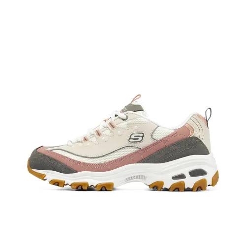 Skechers D'LITES 1,0 Milk Tea Bear MID Top Chunky Sneakers Women's Natural Peach