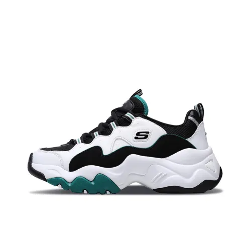 Skechers D'LITES 3,0 Low Топ Толстая подошва Кроссовки Женские Черный Белый Зеленый