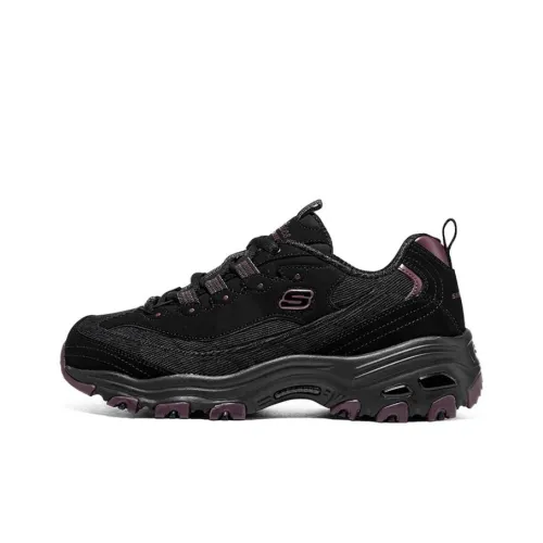 Skechers D'LITES 1,0 Milk Tea Bear Bold And Bold Plum Low Top Footwear Women's Black Purple