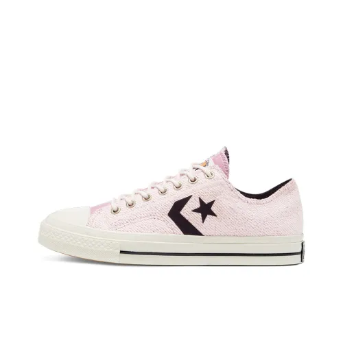 Converse Star Игрок Бык Реверс Махровый Розовый Устойчивый к истиранию Дышащий Низкий Топ Кеды Унисекс Черно-розовый