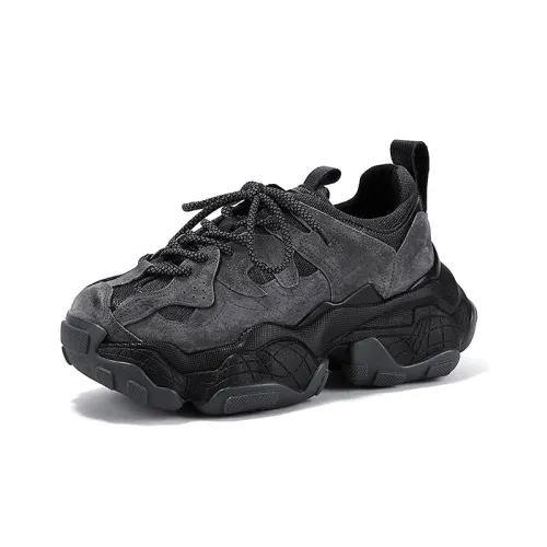 SELAIYA Низкий топ массивные кроссовки 6 см женские черный