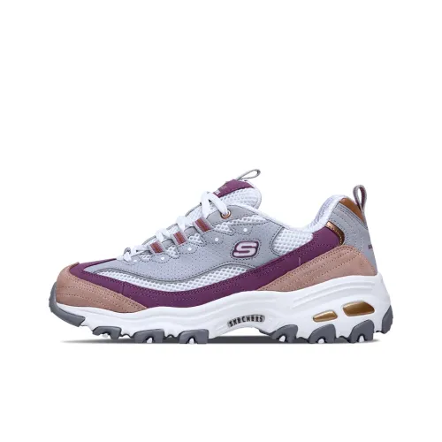 Skechers D'LITES 2,0 Chance Milk Tea Bear Low Top Cushioned Sneakers Women's Gray Purple