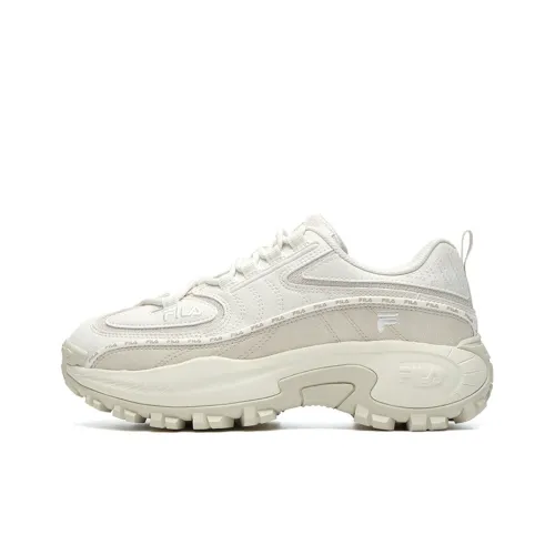 FILA Fashion Sneakers Амортизация Износостойкие Низкие Кроссовки с Толстой Подошвой Женские Белые Серые