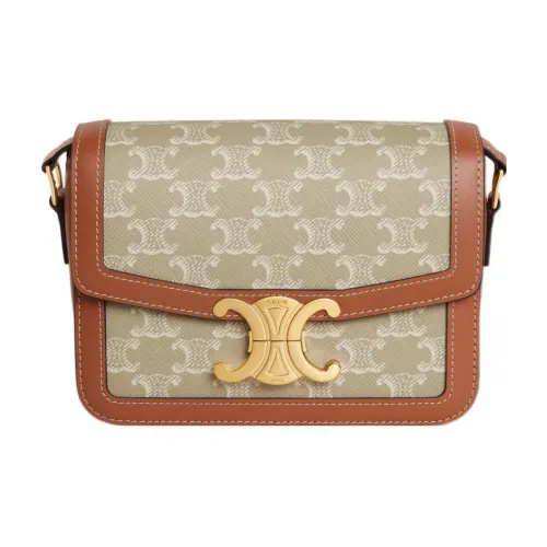 CELINE Triomphe Arc De Triomphe Коровья кожа Обметка Сумка на плечо Портативная Сумка через плечо Женская Бежевая Коричневая