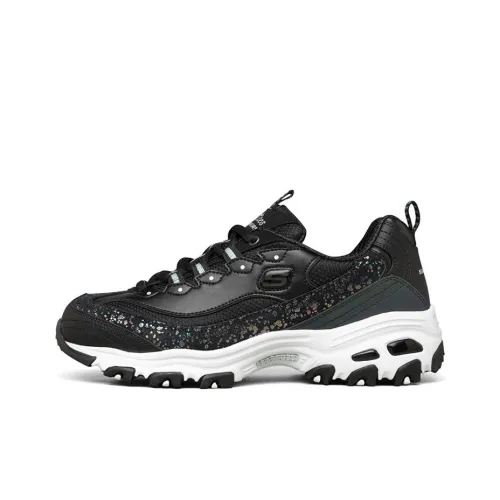 Skechers D'Lites Low Топ Толстая подошва Кроссовки Женские Черные