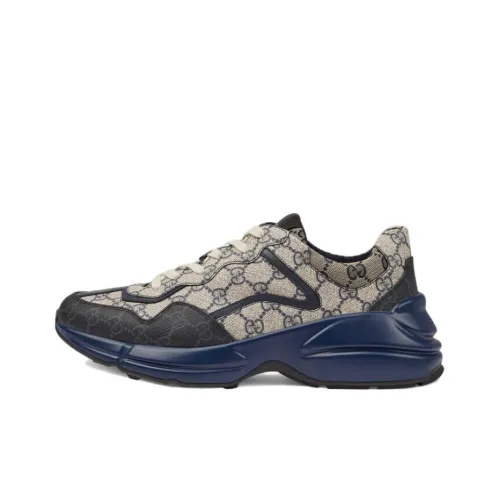 GUCCI Rhyton Low Топ Толстая подошва Кроссовки Мужские Бежево-Синие