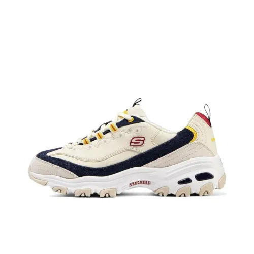 Skechers D'LITES 1,0 Low Топ Толстая подошва Кроссовки Женские Бежевый Желтый Черный