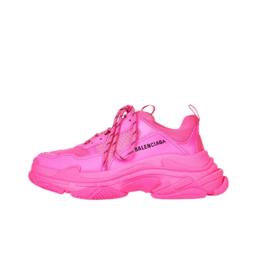 Balenciaga Triple S Low Топ Толстая подошва Кроссовки Женские Неоновый Розовый