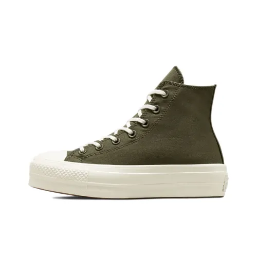 Converse Chuck Taylor All Star Platform High Top Canvas Shoes Women's Olive Green Конверс Чук Тайлер Ол Стар Платформа Высокие Кеды Женские Оливково-зеленые