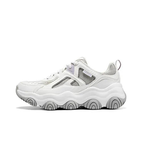 Skechers Rover X Фиолетовый Медвежонок Низкий Топ Толстая Подошва Кроссовки Женские Белые Серые Фиолетовые