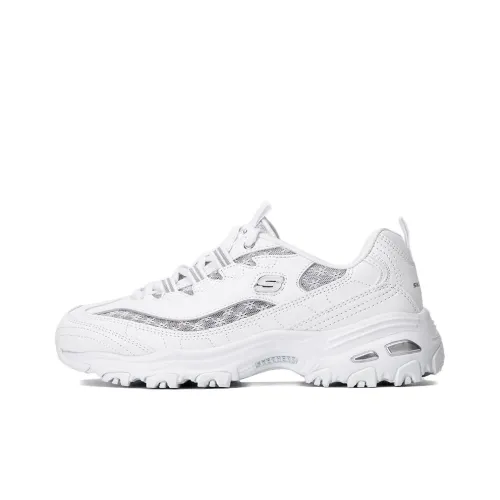 Skechers D'LITES 1,0 Low Топ Толстая подошва Кроссовки Женские Белые Серебряные