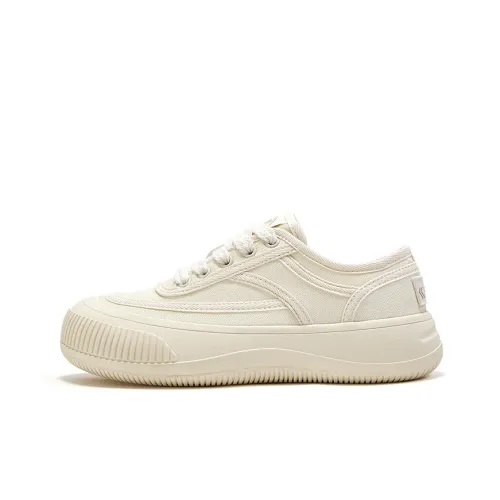 Feiyue Low Top Platform Cookie Color Canvas Shoes Women's Beige