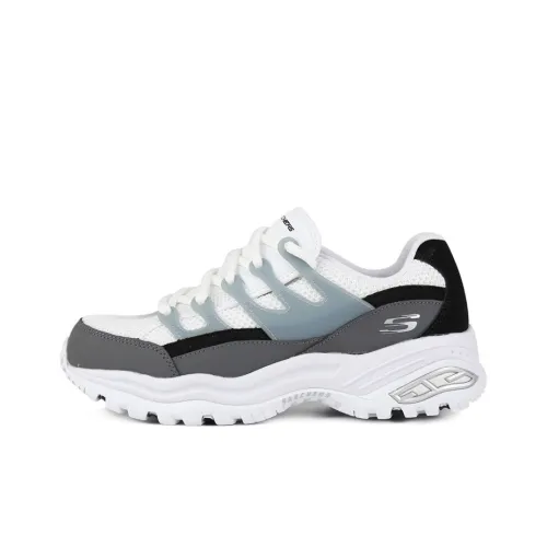 Skechers D'Lites Low Топ Толстая подошва Кроссовки Женские Белые Серые